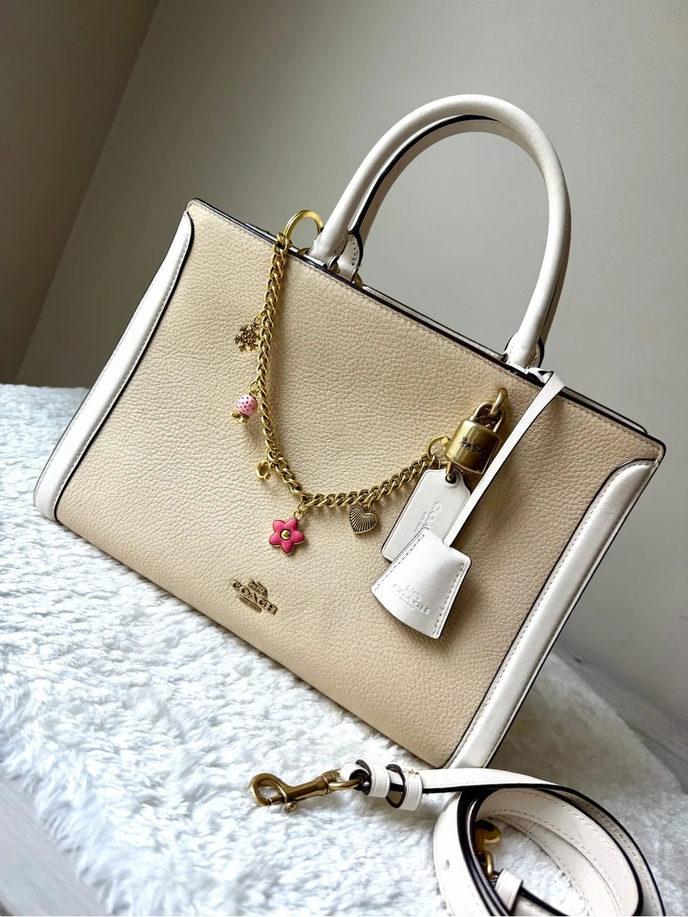 Coach Zoe Carryall bag with chain charm